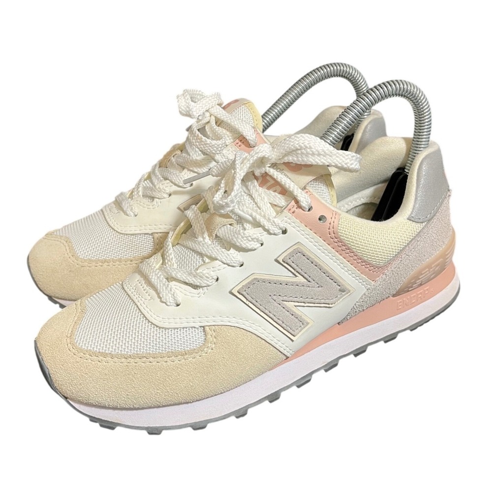 New Balance Cream, Beige & Pink Women's Retro Runner Sneakers